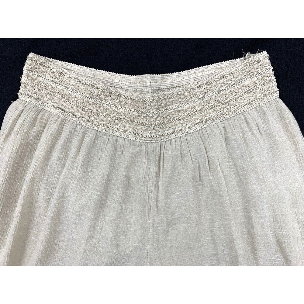 Alyx Wide Leg Smocked Crochet Waist Pants XXL Natural Cream Boho Beach Coastal